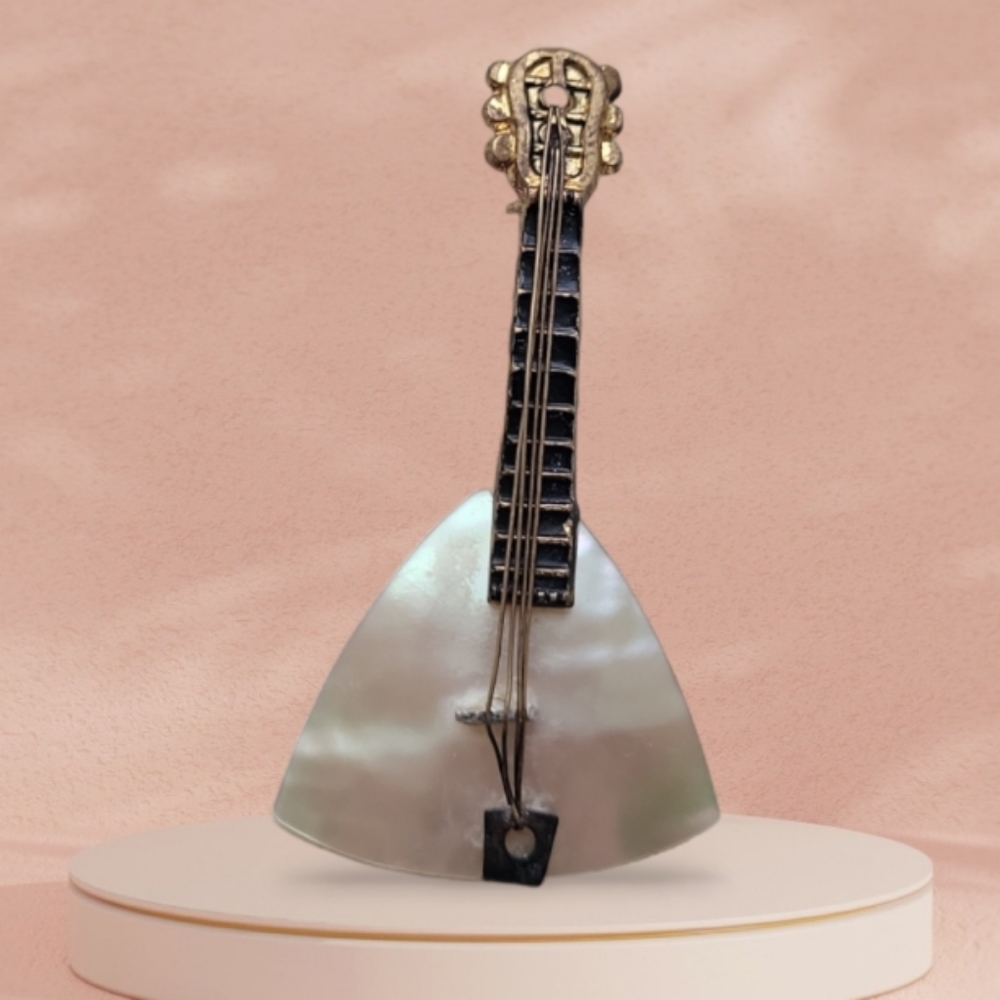 Vintage Mother of Pearl Balalaika Brooch